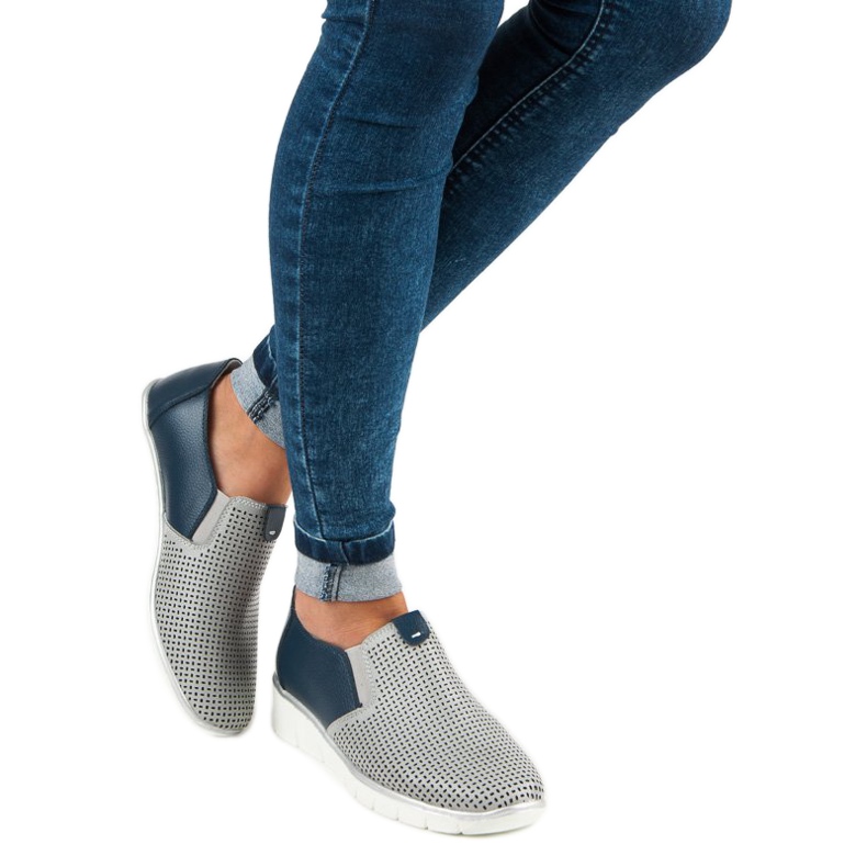 Filippo Gennembrudte, slip-on sko grå 1