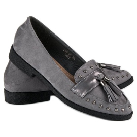 Loafers med grå frynser 2