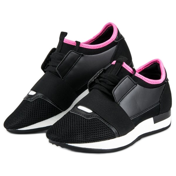 Slip-on sportssko sort lyserød 2