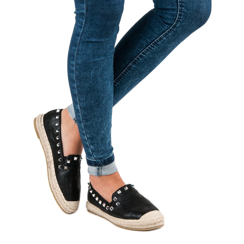 Forever Folie Sorte espadriller med nitter 2