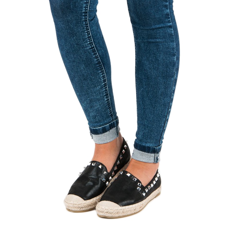 Forever Folie Sorte espadriller med nitter 1