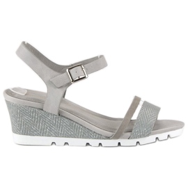 Ideal Shoes Grå kilesandaler 1