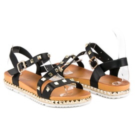 Anesia Paris Sorte sandaler med nitter 1