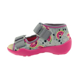 Hjemmesko, Velcro-sandaler, Befado 242p080 grå lyserød 2