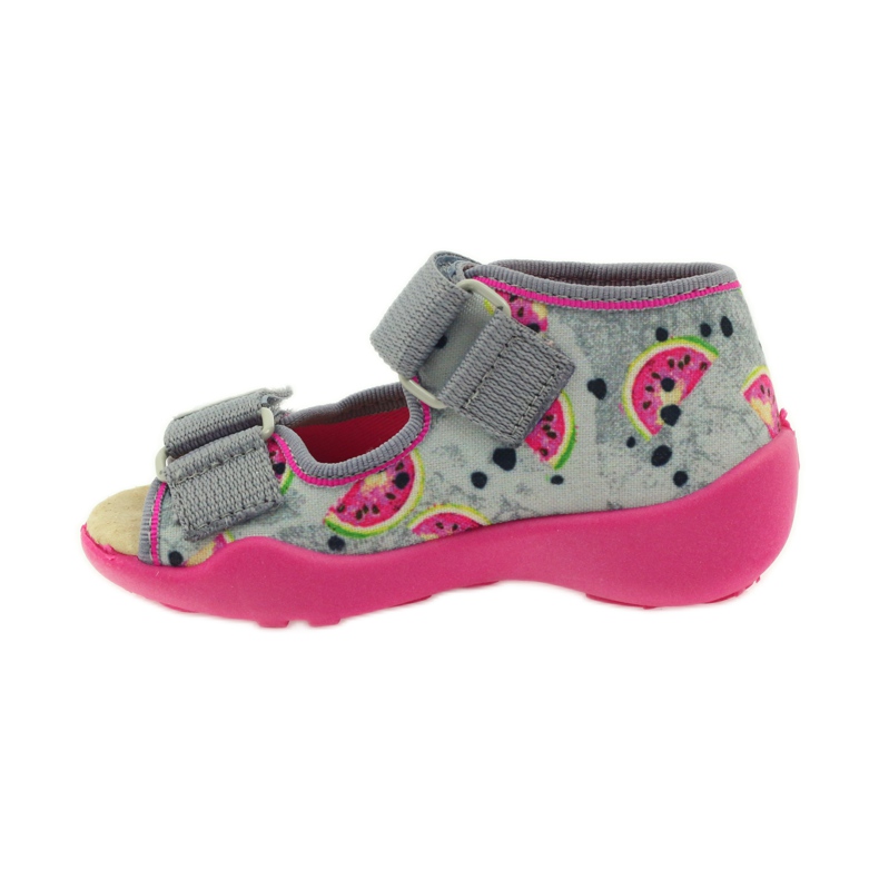 Hjemmesko, Velcro-sandaler, Befado 242p080 grå lyserød 2