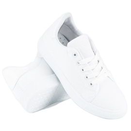 Tekstil sneakers med snøre hvid 5