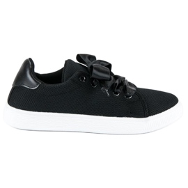 Tekstil sneakers med snøre sort 1