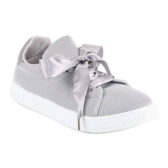 Tekstil sneakers med snøre grå 1