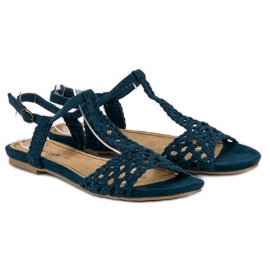 Corina Flade sandaler i stof blå 4