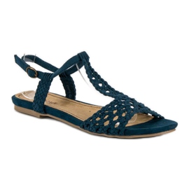 Corina Flade sandaler i stof blå 1