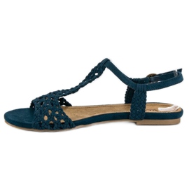 Corina Flade sandaler i stof blå 2
