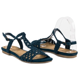 Corina Flade sandaler i stof blå 3