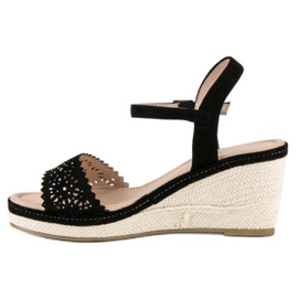 Ideal Shoes Sorte espadriller på kiler 1