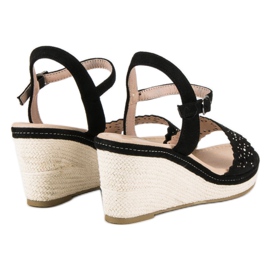 Ideal Shoes Sorte espadriller på kiler 2