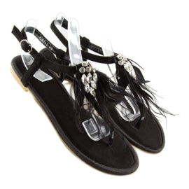 Sorte sandaler med fjer 7267 Sort 2