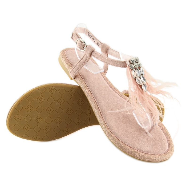 Pink sandaler med fjer 7267 Pink lyserød 1