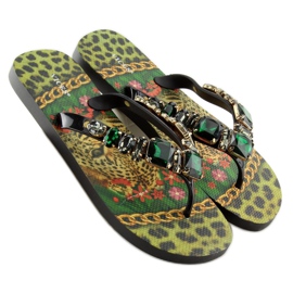 Flip-flops med sten 8250 Grøn sort 2