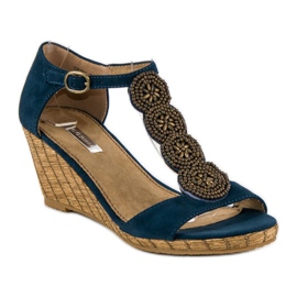 Corina Dekorative kile-sandaler blå 4
