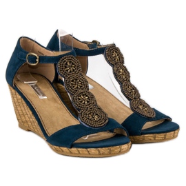 Corina Dekorative kile-sandaler blå 1
