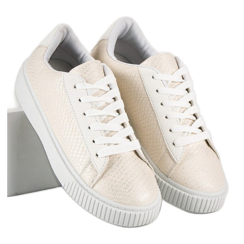 Hvide Snake Print Sneakers 1