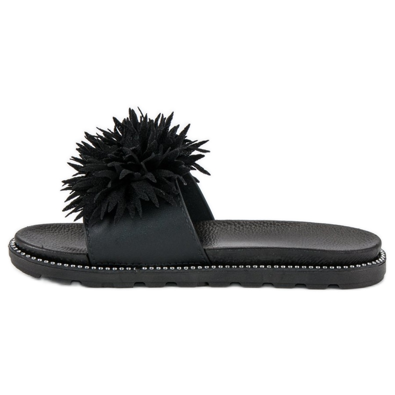 Hjemmesko med pompon sort 1