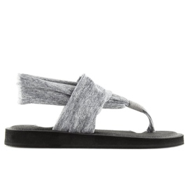 Grå sandaler, bomuld, grå DD81P 2