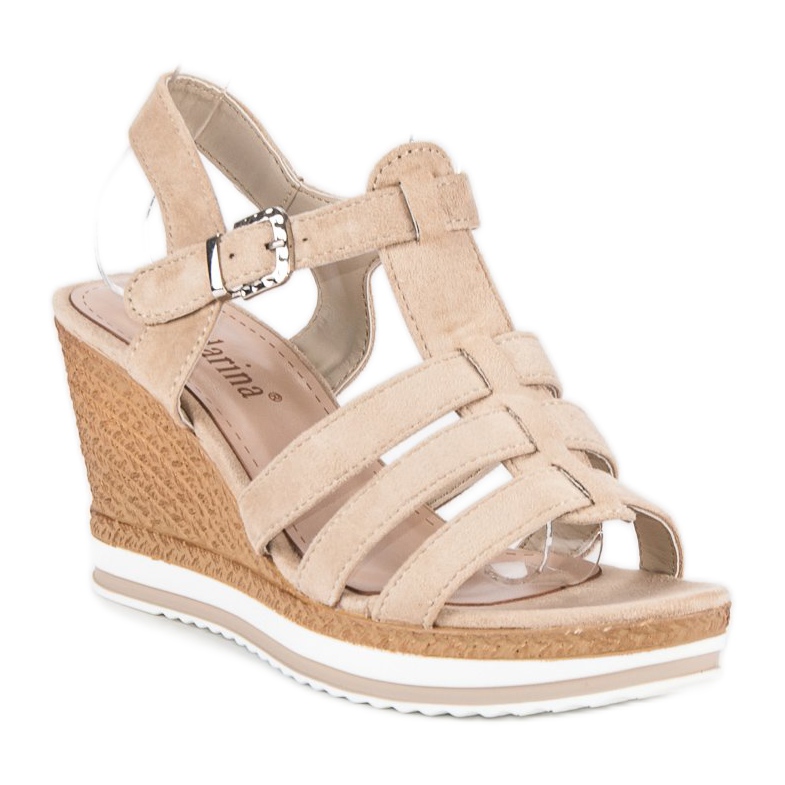 Beige kile sandaler 1