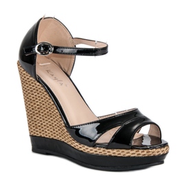 Kayla Sort lakerede kile sandaler 1