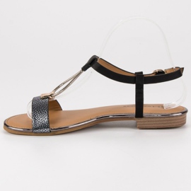 L. Lux. Shoes Sort Flat Sandaler 1