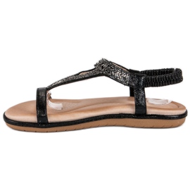 Marquiz Sorte flade sandaler med elastik 1