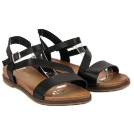 Komfortable flade sandaler sort 6