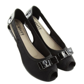 Sorte ballerinaer med åben tå D314 1