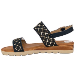 Primavera Gennembrudte flade sandaler marineblå 2