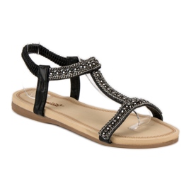 Queentina Flade sandaler med elastik sort 2