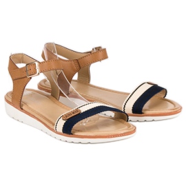Laura Mode Flade tekstil sandaler brun 1