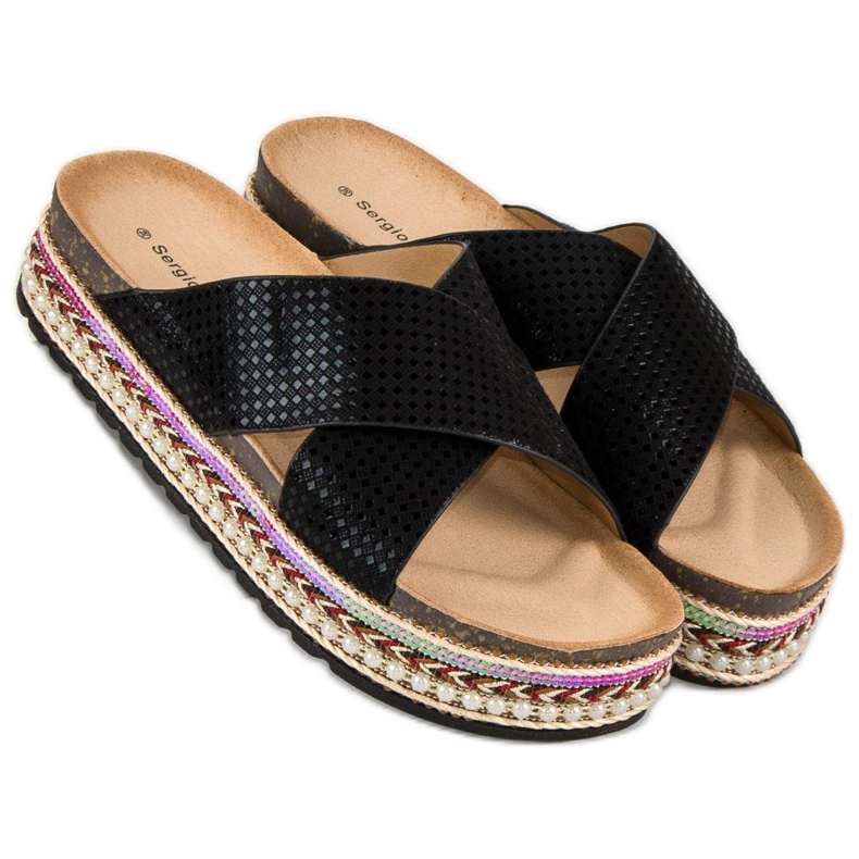Sergio Todzi Flip-flops med etnisk print sort 2