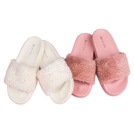 Erynn Pink flip-flops med pels lyserød 1