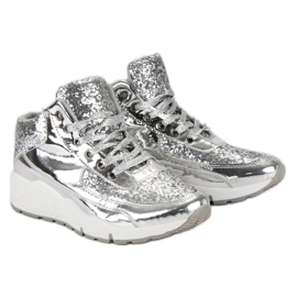 Sølv sneakers med glitter grå 3