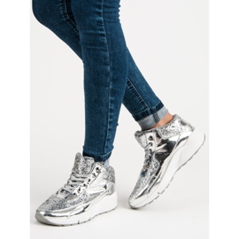 Sølv sneakers med glitter grå 5