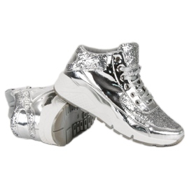 Sølv sneakers med glitter grå 2