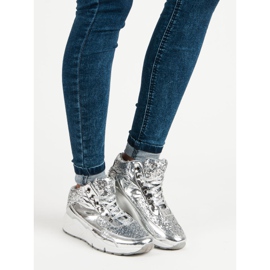 Sølv sneakers med glitter grå 4