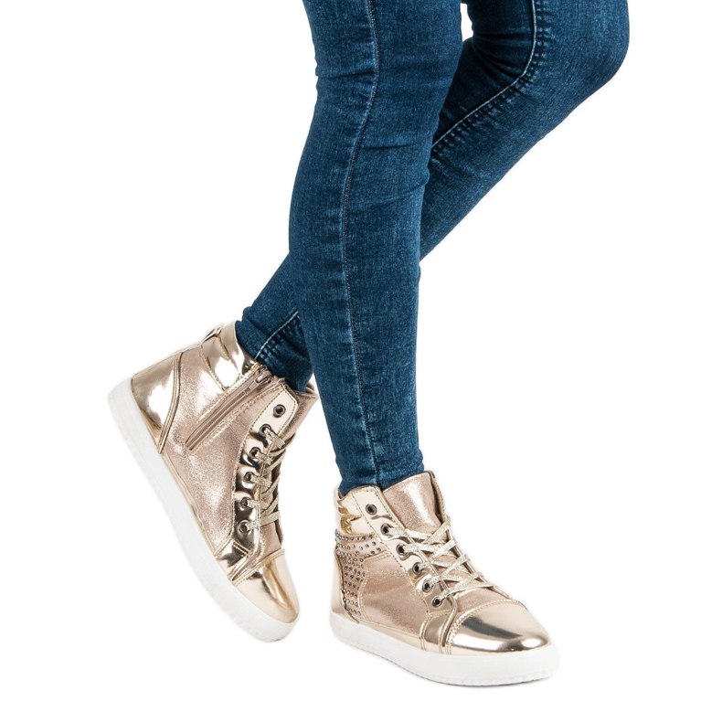 Lakerede sneakers over anklen gul 2