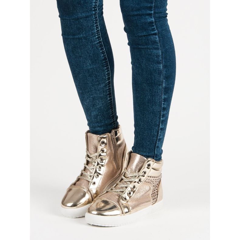 Lakerede sneakers over anklen gul 1