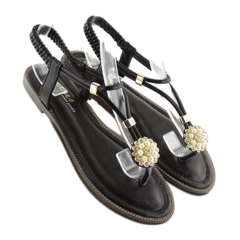 Sorte damesandaler flip-flops 7537 sort 2