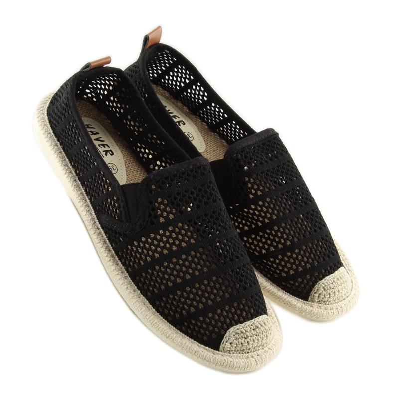 Sort mesh espadriller F01B Sort 2
