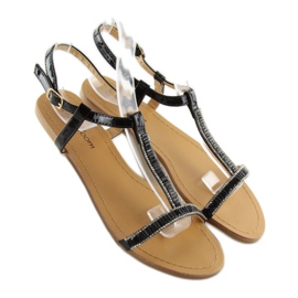 Sandaler med sorte cubic zirconias SY644 sort 1