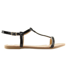 Sandaler med sorte cubic zirconias SY644 sort 2
