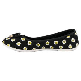 Stofballerina med blomster sort 1