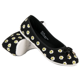 Stofballerina med blomster sort 2