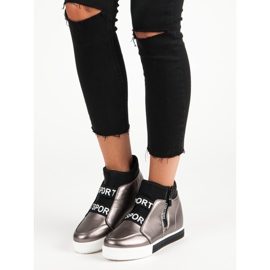 Grafit sneakers med lynlås brun grå 1